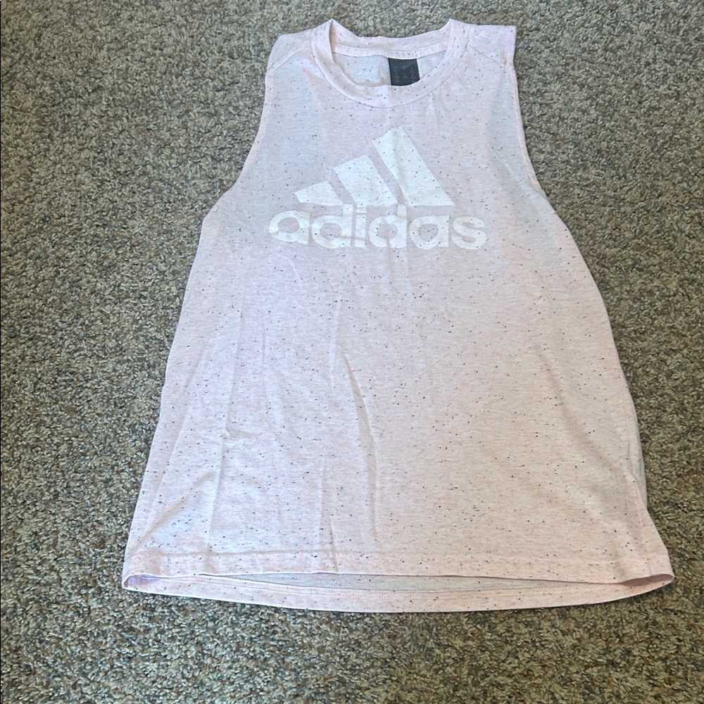 adidas Light Pink Speckled Logo Tank Top